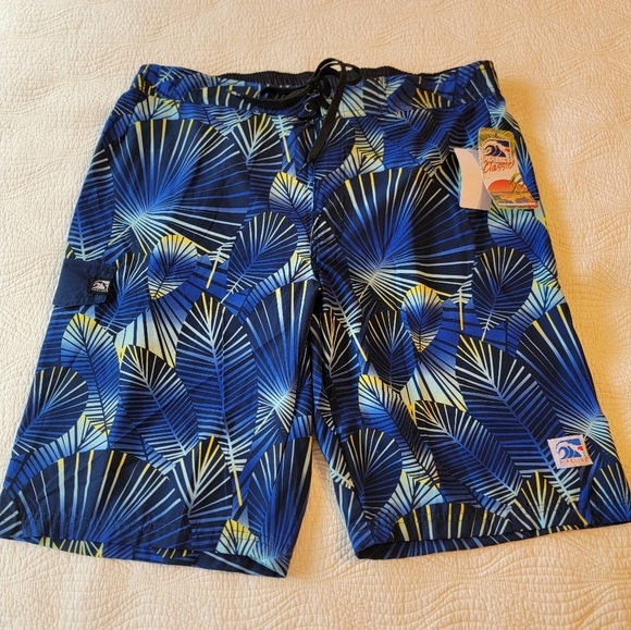 NWT Pipeline Gear Men's Blue Palm Print Board Shorts - Picture 1 of 2